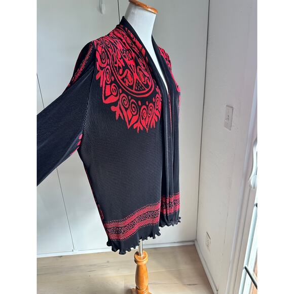 Virginie Paris Floral Micropleated Jacket Black Made in France Statement SZ L - Picture 8 of 10